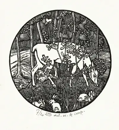 Grazend hert von Lucien Pissarro