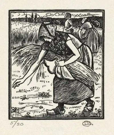 Ruth verzamelt aren von Lucien Pissarro