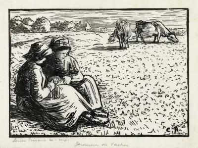 Twee veehoedsters von Lucien Pissarro
