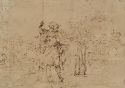 Saint Christopher in a Landscape von Ludovico Carracci