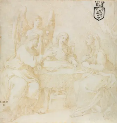 The Holy Family at Table Served by an Angel von Ludovico Carracci