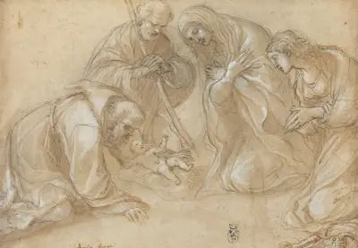 The Nativity with Saints Francis and Agnes von Ludovico Carracci
