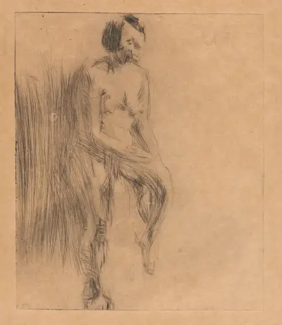 Sittende naken modell, Ludvig Karsten
