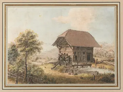 Ansicht einer Mühle im Berner Mittelland av Johann Ludwig Aberli