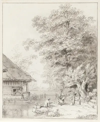 Bauernhaus am Wasser av Johann Ludwig Aberli