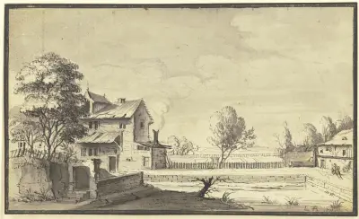 Ein Bauerngut an einem Flüßchen av Johann Ludwig Aberli