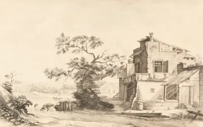 Landschaft am Fluss av Johann Ludwig Aberli