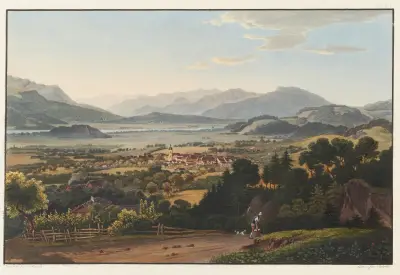 La petite ville d’Altstatten dans la valée du Rhin, Canton de St. Gall av Johann Ludwig Bleuler