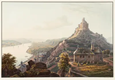 Vue du château de Marksbourg vers Braubach av Johann Ludwig Bleuler