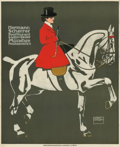 Hermann Scherrer. Sporting and Ladies-Tailor. München, Ludwig Hohlwein