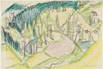 Berglandschaft mit Tannen av Ernst Ludwig Kirchner