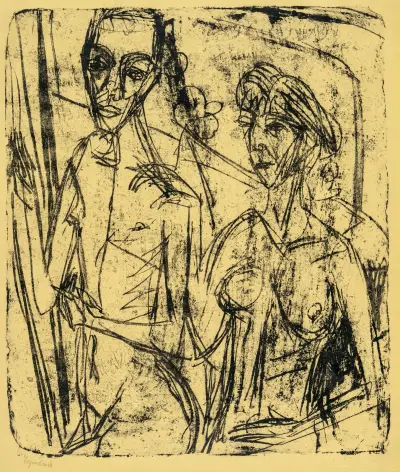 Couple in Room, Nude Man with Woman av Ernst Ludwig Kirchner