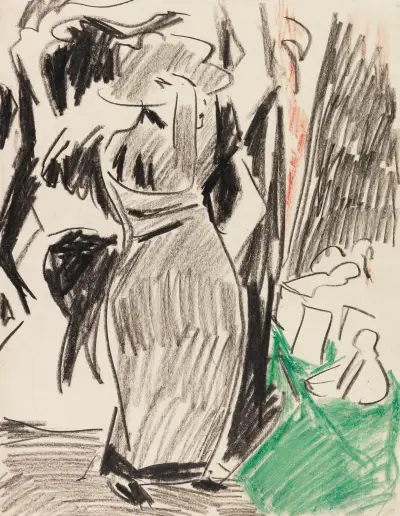 Frau vor dem Spiegel av Ernst Ludwig Kirchner