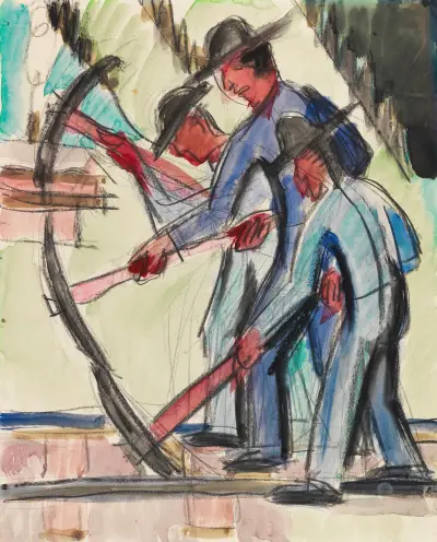 Gleisarbeiter (Straßenarbeiter) av Ernst Ludwig Kirchner
