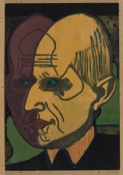 Kopf Dr. Bauer, Farbstock II av Ernst Ludwig Kirchner
