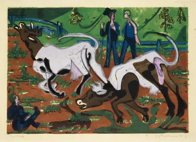 Kühe im Frühling, 1933 av Ernst Ludwig Kirchner