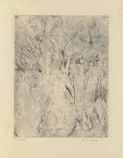 Paar, im Garten gehend av Ernst Ludwig Kirchner