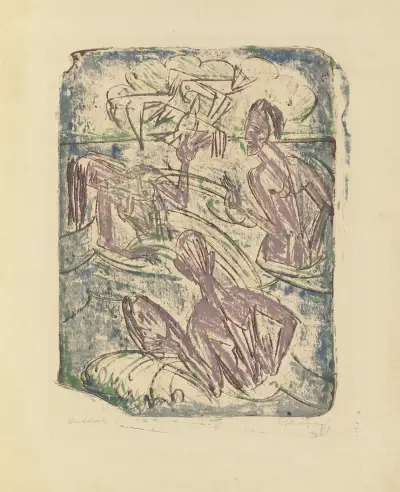 Spritzende Badende av Ernst Ludwig Kirchner