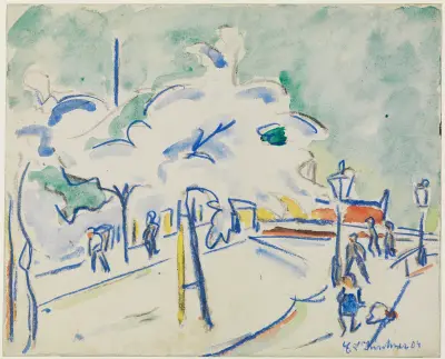 Uferstrom mit Bäumen (Dresden) av Ernst Ludwig Kirchner