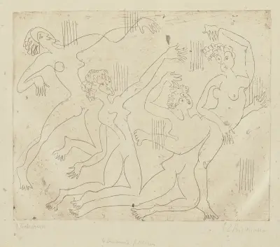 Vier tanzende Mädchen av Ernst Ludwig Kirchner