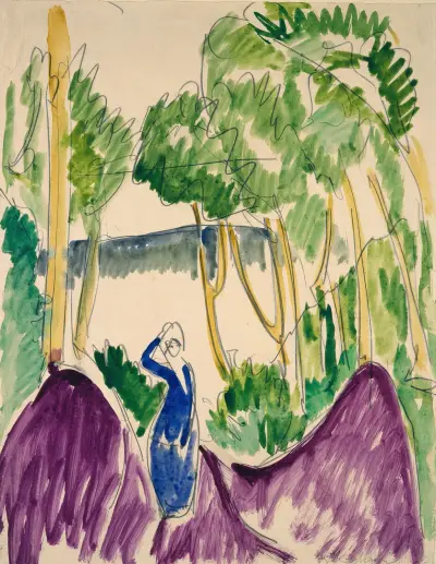 Woman in dunes on Fehmarn av Ernst Ludwig Kirchner