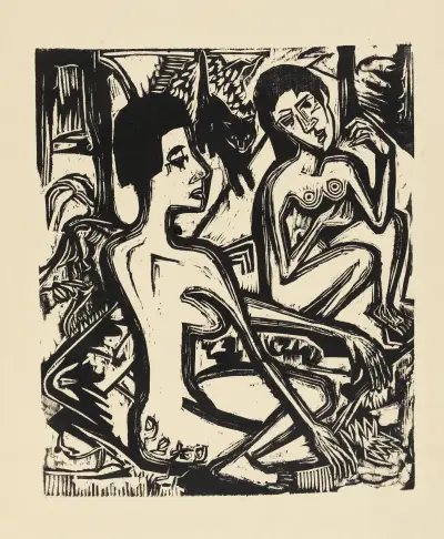 Zwei nackte Frauen im Walde av Ernst Ludwig Kirchner