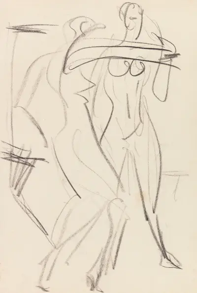 Zwei weibliche Akte, 1930 av Ernst Ludwig Kirchner