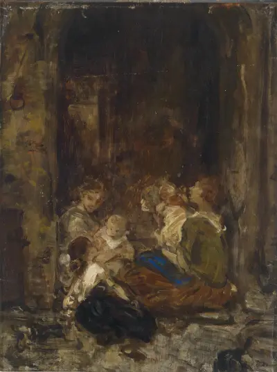 Mutter mit Kindern Studie, Ludwig Knaus