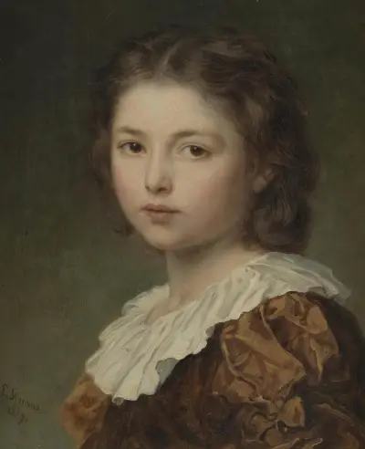 Portrait Of A Young Girl, Ludwig Knaus