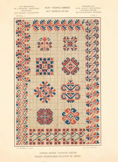 Les ornements de l’industrie domestique – Broderies des paysans Rutheniens vol.2 Pl.01 av Ludwik Wierzbicki