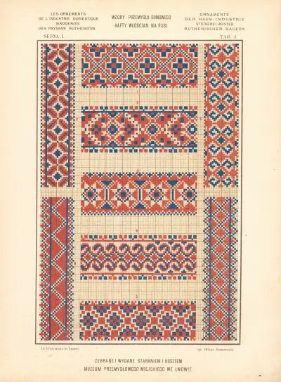 Les ornements de l’industrie domestique – Broderies des paysans Rutheniens vol.2 Pl.03 av Ludwik Wierzbicki
