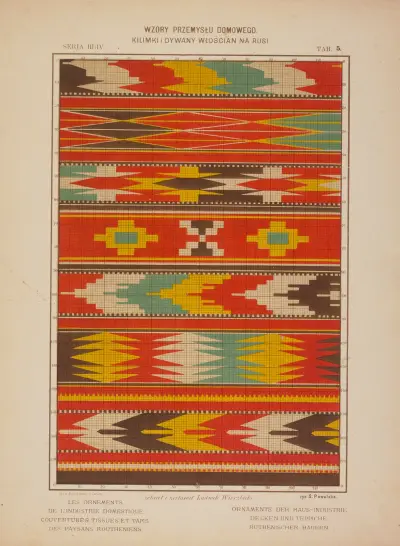 Les ornements de l’industrie domestique – Couvertures tissues et tapis des paysans Routheniens Pl.05 av Ludwik Wierzbicki