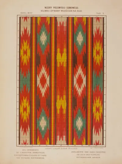 Les ornements de l’industrie domestique – Couvertures tissues et tapis des paysans Routheniens Pl.07 av Ludwik Wierzbicki