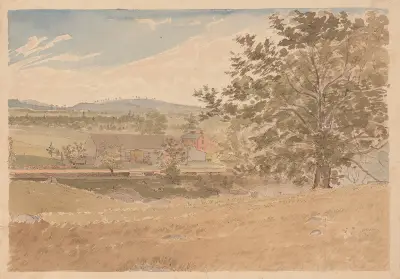 Old Farm House, Stow Massts. 12 to 2.15 p.m. Sep. 9 1874. Warm & pleasant day, some clouds av James Madison Alden