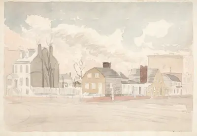View from N.E. corner, 17th & H sts, Spring of 1875. Washington, D.C. av James Madison Alden
