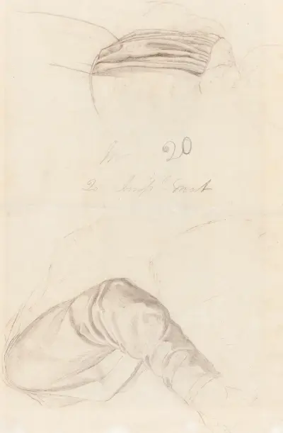 Two Drapery Studies (verso) av Ford Madox Brown
