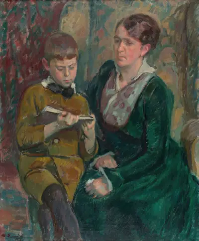 Frau Esther Cederhvarf mit ihrem Sohn von Magnus Enckell