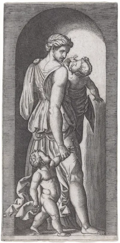 Charity av Marcantonio Raimondi