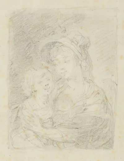 Study for a painting of Ewa Brzostowski nee Chreptowicz with daughter Izabella, II av Marcello Bacciarelli