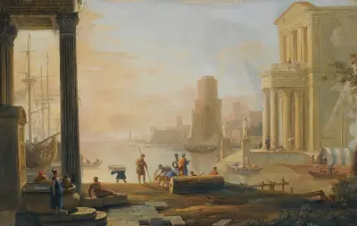 A Capriccio Of A Classical Seaport City At Sunset av Marco Ricci