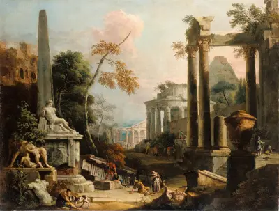 Landscape with Classical Ruins and Figures av Marco Ricci