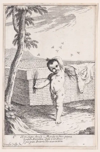 Plate 12; Bertoldino whipping himself to kill flies av Giuseppe Maria Crespi