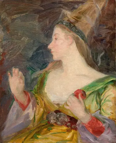 Dame mit Hennin von Marie Bracquemond