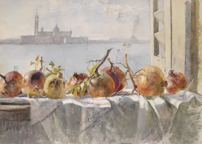 Granatäpfel auf einer Fensterbank, Marie Egner