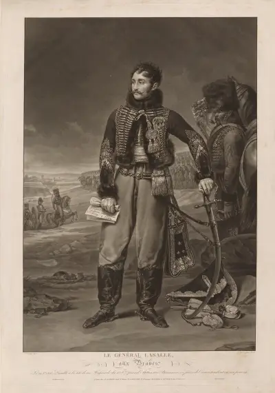 Le Général Lasalle aux braves (after Antoine-Jean Gros) av Jean-Pierre-Marie Jazet