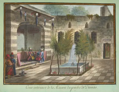 Innenhof des Hauses des Paschas von Damaskus von François-Marie Rosset