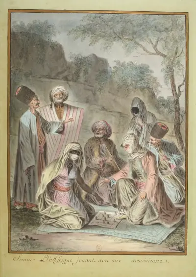 Afrikanische Frau, die mit einer Armenierin spielt von François-Marie Rosset