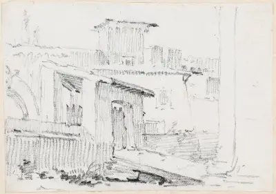 Roman Buildings with an Open Shed av Joseph-Marie Vien