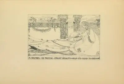 A damsel of passing great beauty held in his head in her lap, Jessie Marion King