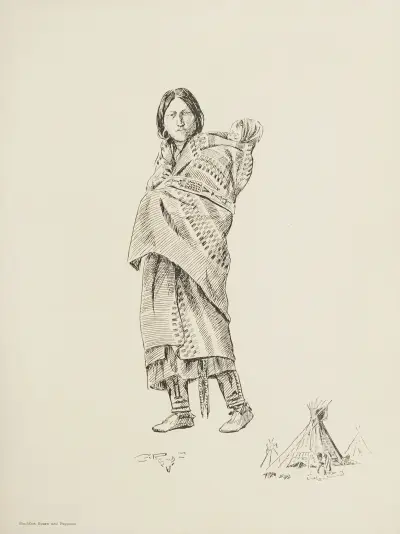 Blackfeet Squaw and Pappoose av Charles Marion Russell